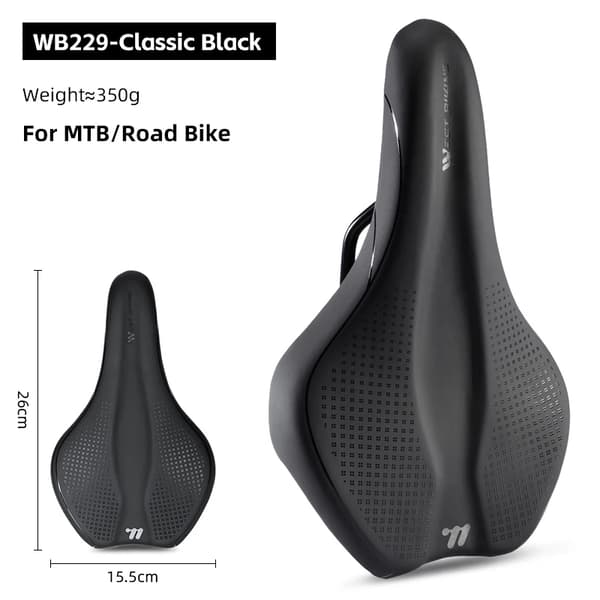 Cykelsæde, Stødabsorberende, Åndbart Design,WB229-Classic Sort