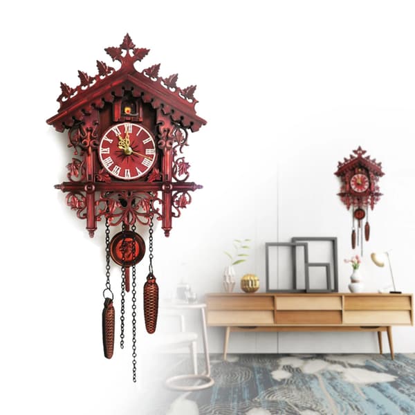 Väggklocka, Husformad Design, Dekorativ Stil,Röd