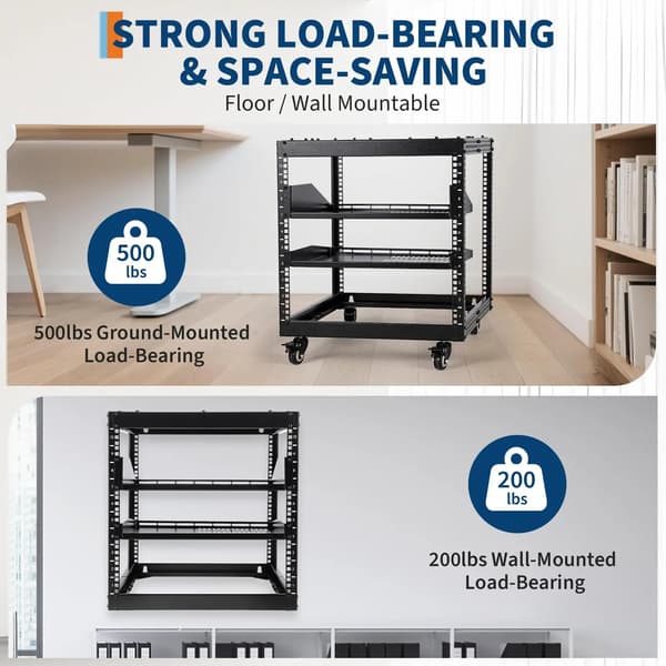 Serverrack, Justerbart Djup, Hållbar Stål Konstruktion,10U