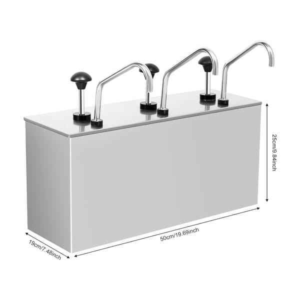 Såsdispenser, Trippelpumpsdesign, Hållbart Rostfritt Stål,Silver