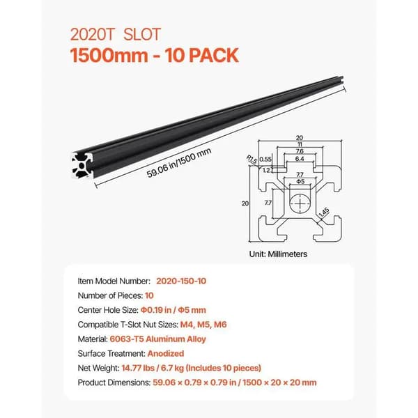 Aluminiumprofiler, T-spår design, anodiserad finish, Röd
