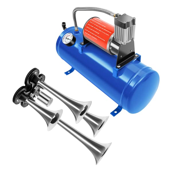 Luftkompressor, 4 Lufthornsæt, 150 PSI Tryk,blå