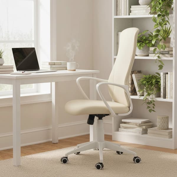 Kontorstol, Ergonomisk Design, Justerbar Højde,Beige