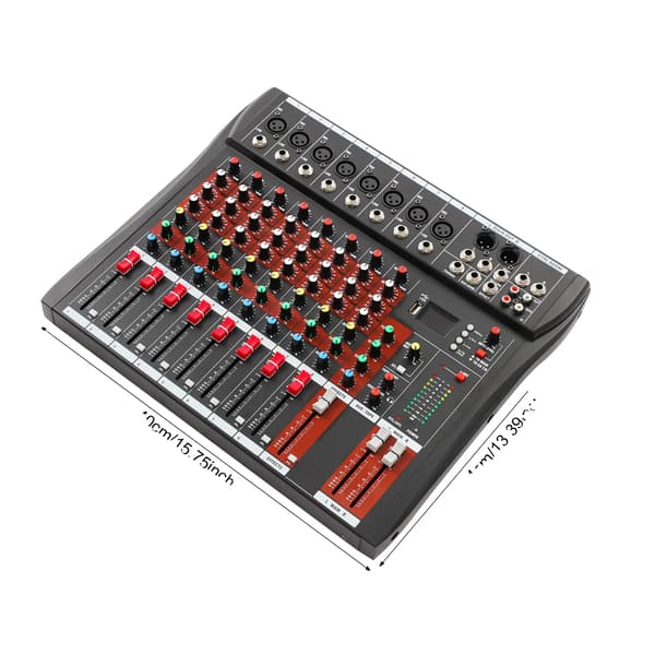 Lydmixer, 8 Kanaler, LED Skærm,sort