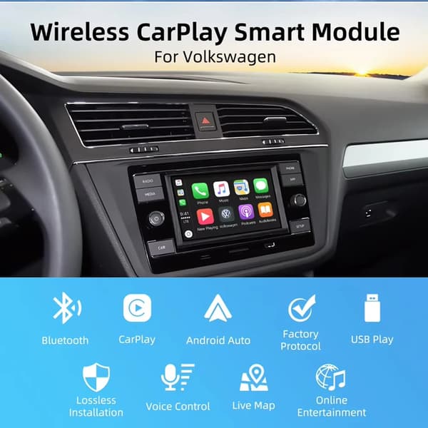 Bil Multimedia Modul, Trådlös CarPlay, Stöd för Android Auto,För VW MIB-system
