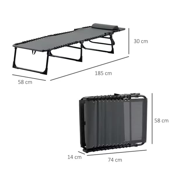 Solstol, Justerbart Ryggstöd, Vikbar Design, GJUTEN GRÅ