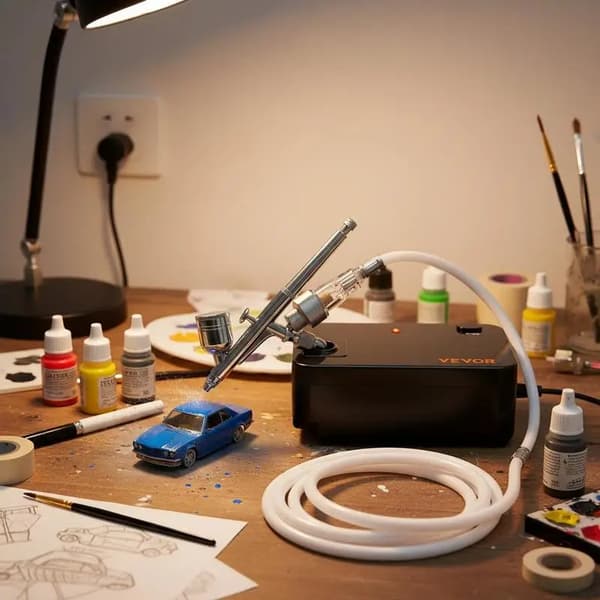 Airbrush-set, dubbelverkande, 30 psi kompressor, Röd
