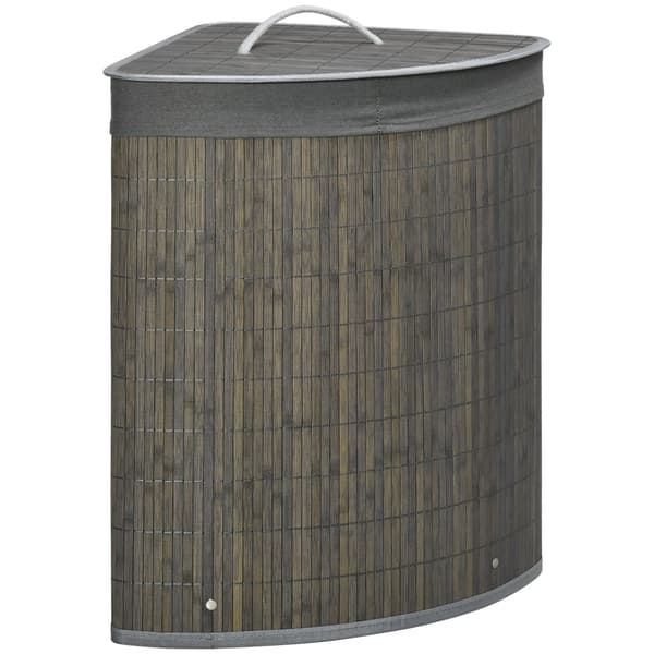 Bambu Tvättkorg, 55L Kapacitet, 38 x 38 x 57 cm Mått, Polyester/Bomullsfoder, Ventilationshål, Mångsidig Förvaring