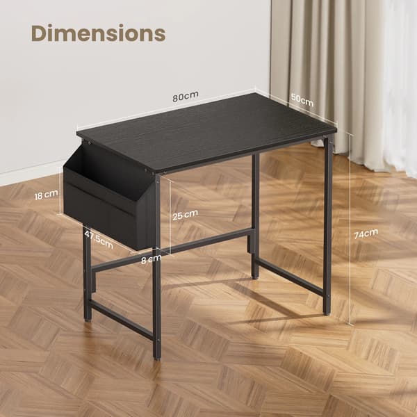 Computerbord, Integreret Opbevaring, Industriel Stil Design,sort 50cm
