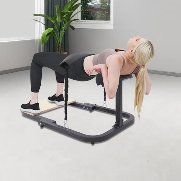 Hip Thrust Maskine, Justerbar Fodplatform, Sammenklappeligt Design,Sort og træfarve