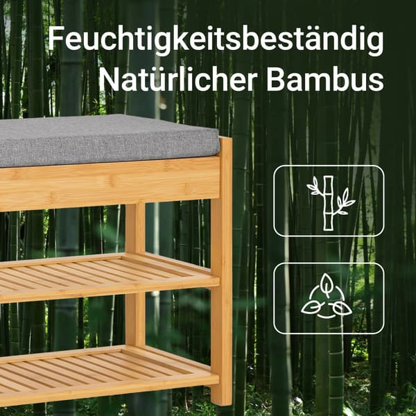 Sko-bänk, Bambukonstruktion, Dämpad Sits,Kaffe