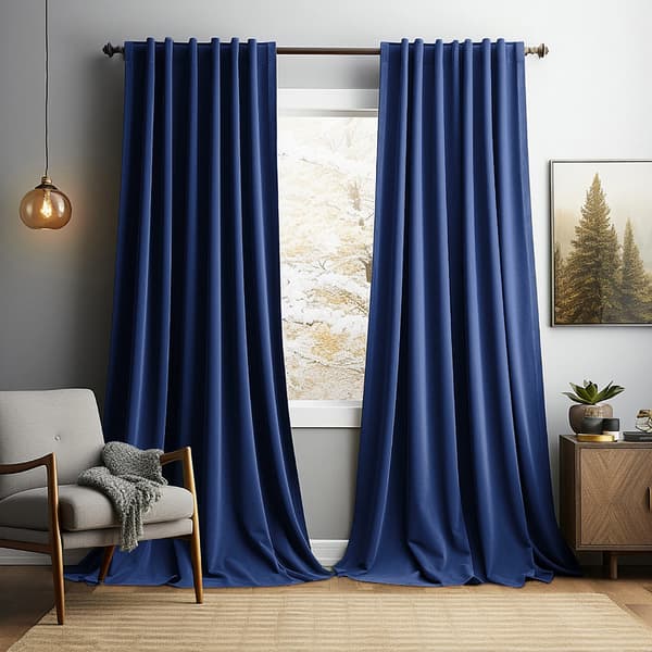 Gardiner, Termisk Isoleret, Moderne Stil,Marineblå, 132X213cm-a, 2 Paneler-d