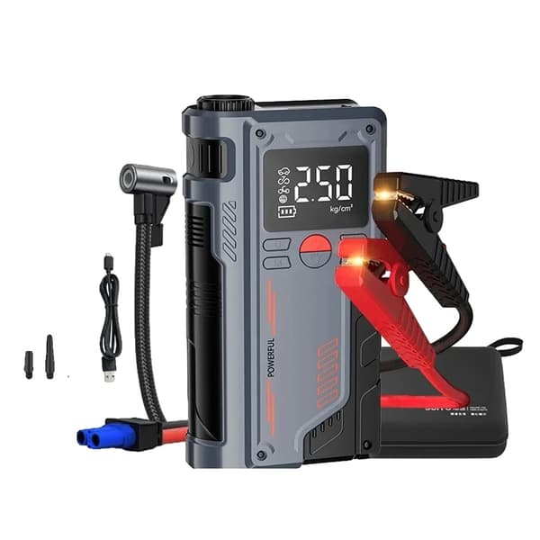 Bilstartare, Bärbar Luftpump, Nödbatteriboost,4 i 1