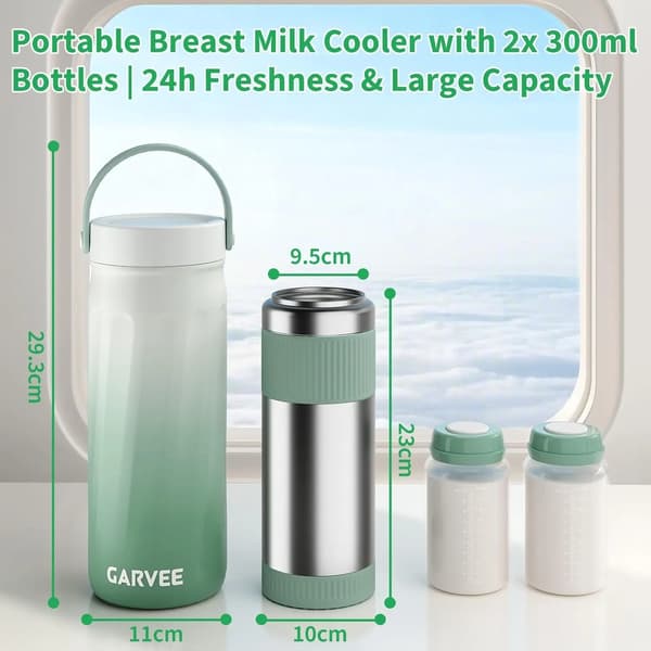 Brystmælk Küler, Rustfrit Stål, 600ml Kapacitet, Kompakt Design, Opretholder Temperatur i 24 Timer, Egnet til Opbevaring af Brystmælk