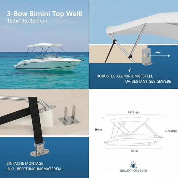 Bimini Top, Holdbart Stof, Nem Installation,hær grøn