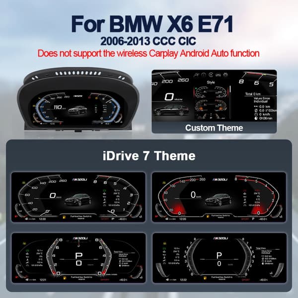 Digitalt Speedometer Cluster, Carplay, Adaptiv Fartpilot,E71 standardversion