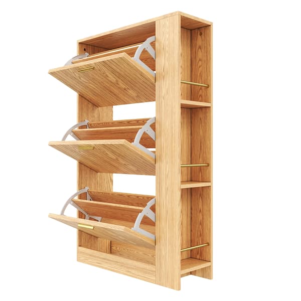 Sko cabinet, tre-dörrars design, öppna hyllfack,A