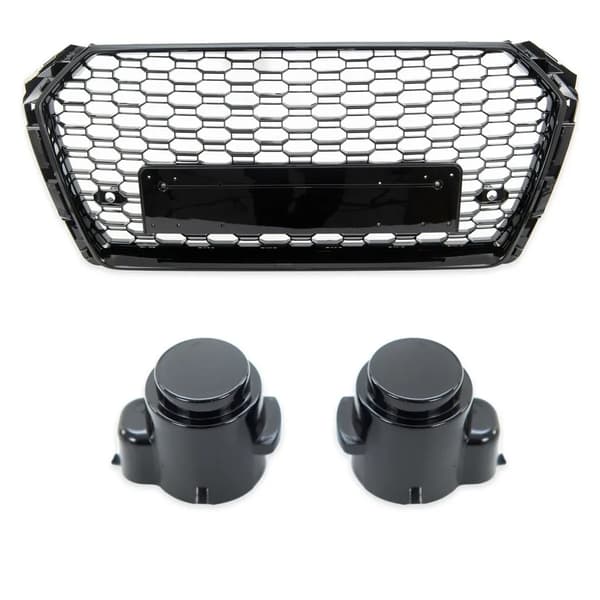 Gitter, Glans Sort Honningkombination Design, Passer til Audi A4 B9 2015-2019,sort