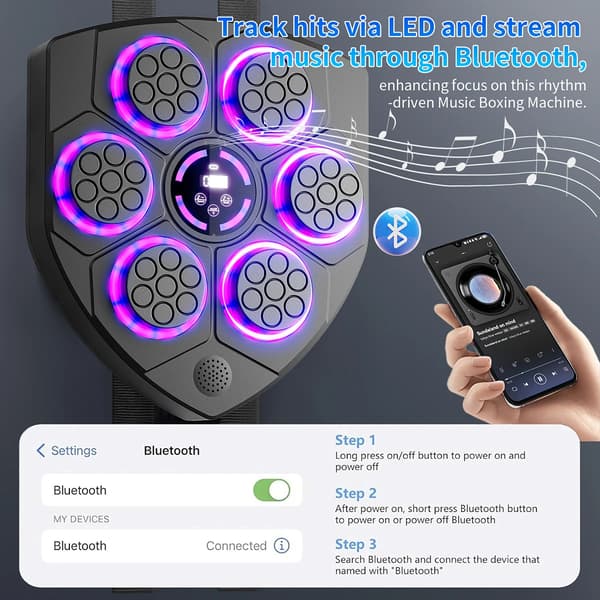 Boksetræner, Vægmonteret Design, Bluetooth-forbindelse,sort