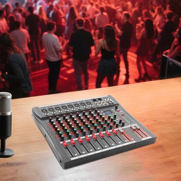 Lydmixer, 8 Kanaler, LED Skærm,sort