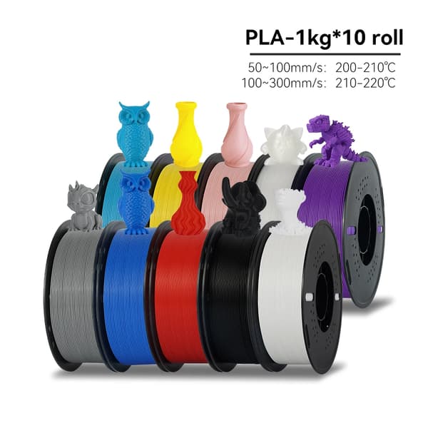 3D-printer filament, PLA-material, nem at bruge,10Rulle MIX Farve D