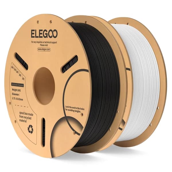 PLA Filament, 1,75 mm Diameter, 2 kg Spole,Sort og Hvid
