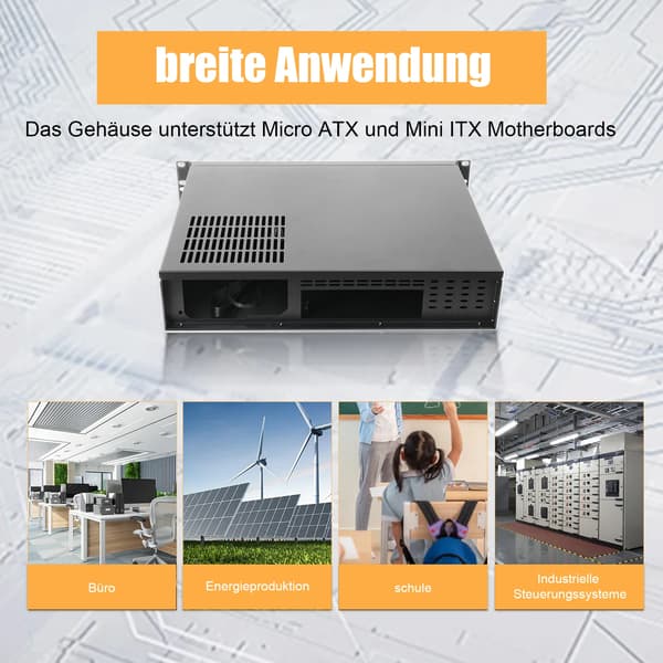 2U Server Chassis, Aluminium, Dimensioner 482mm x 89mm x 350mm, Understøtter micro ATX & mini ITX, Flere HDD & SSD understøttelse