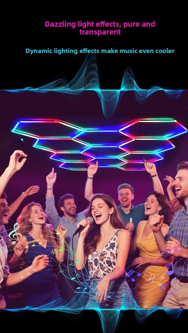 Hexagon LED-lampor, Dynamiska effekter, Enkel installation,RGB, Ja