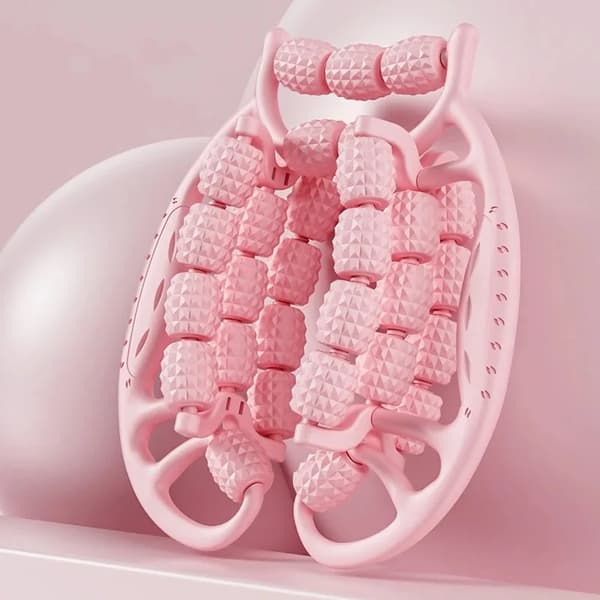 Massage Roller, Justerbar Längd, Arton Oberoende Rullar,29 rundor rosa