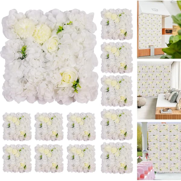 Blomster Vægpanel, 3D Blomsterdesign, Nem Opsætning,HVID