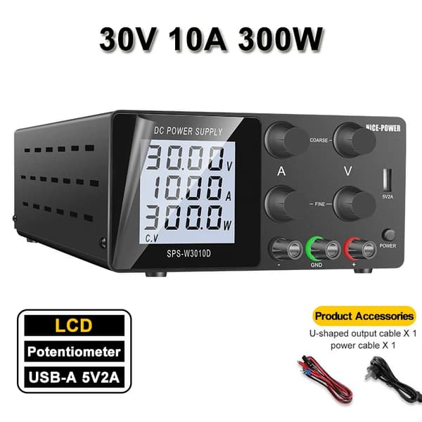 Virtalähde, säädettävä jännite, LCD-näyttö,SPS-W3010D
