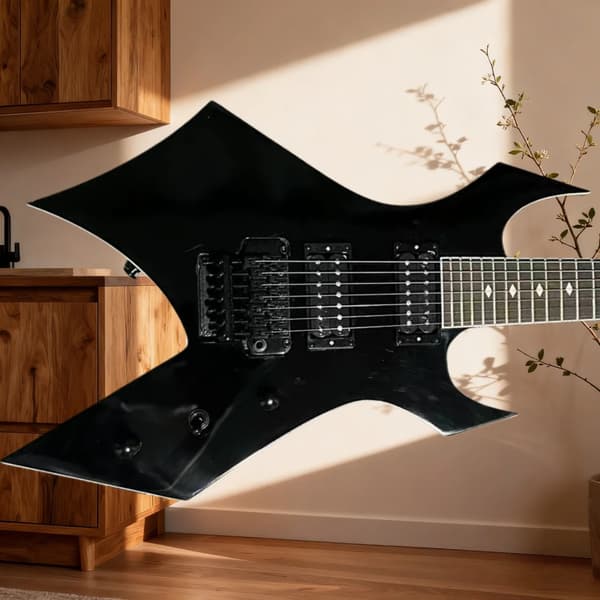 Gitarr, rosenträshals, justerbar bro,svart