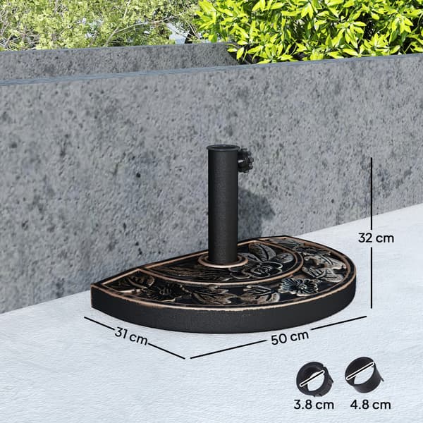 Paraplyfot, 9 kg vikt, halvcirkelformad design, Oliv