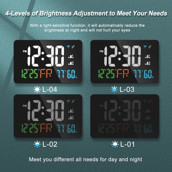 Digital klocka, WiFi-anslutning, intelligent termometer och hygrometer,VIT