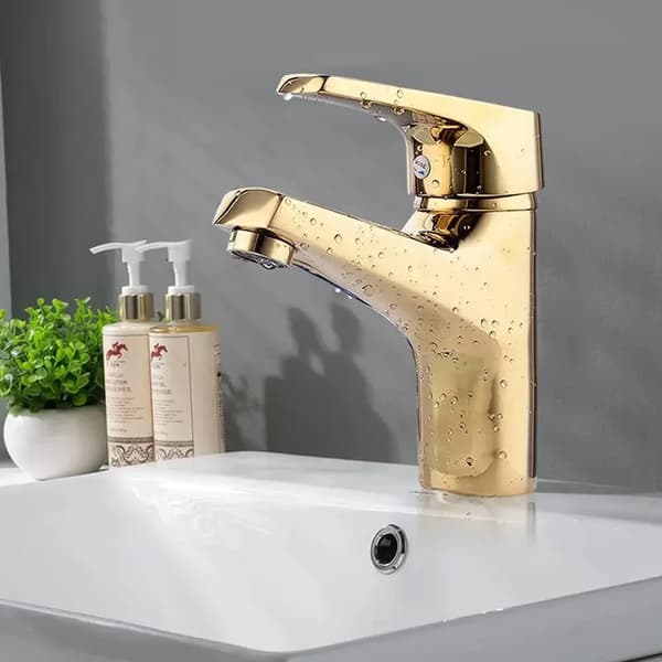 Vaskeskabsarmatur, Holdbar Messingkonstruktion, Vandbesparende Design,Guld, Messing