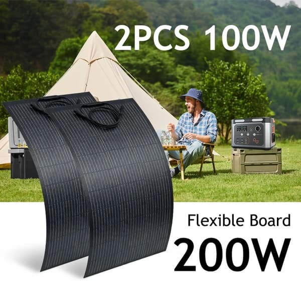 Solpanel, Flexibel Design, Vattentät Konstruktion,Flexibel 2PCS 100W