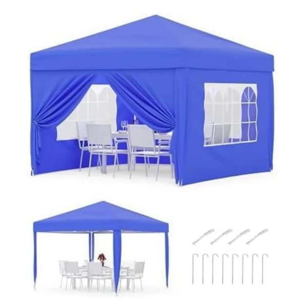 Pop-Up Gazebo, Vattentät Tak, UV-Skydd,Blå