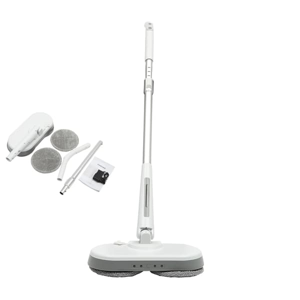 Trådlös elektrisk spinmopp, sprayfunktion, LED-lampa,VIT, EU