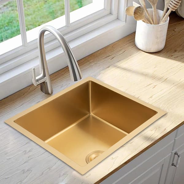 Køkkenvask, Rustfrit Stål, Lyddæmpende,Guld