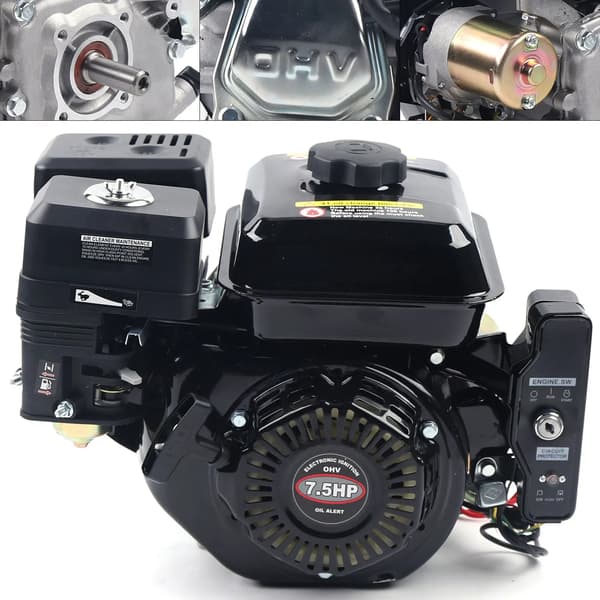 Gasmotor, 7,5HK Effekt, Elektrisk Start,sort