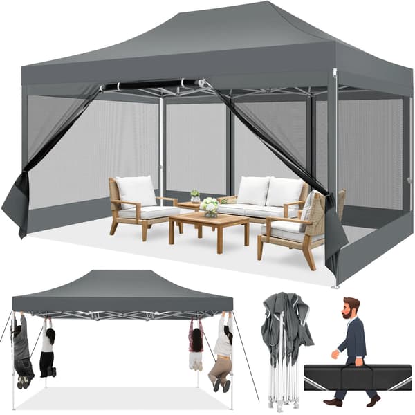 Gazebo, Vandtæt Design, Insektbeskyttelse,Grå