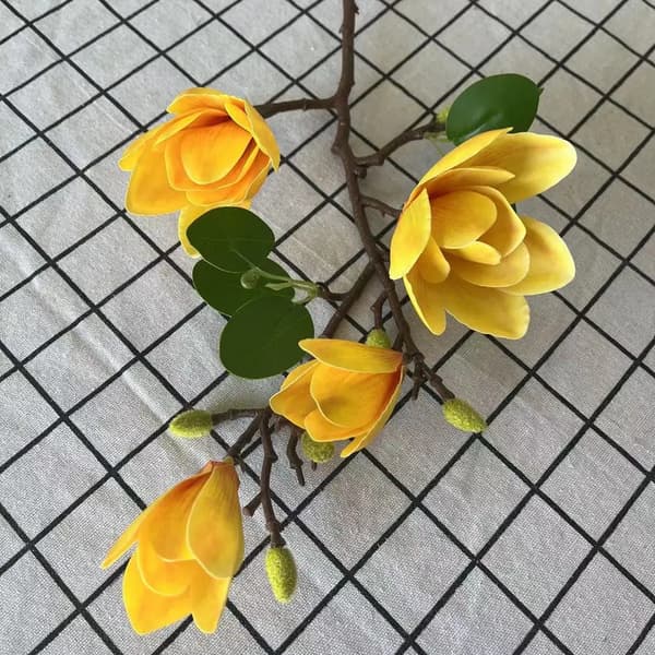 Kunstige Blomster, Silkemateriale, Ideelt til Fejringer,GUL, 3 stk-b