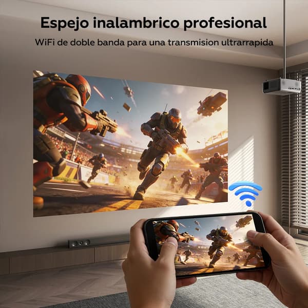 Projektor, 720P HD opløsning, Bluetooth og WiFi-forbindelse,A666A, EU stik