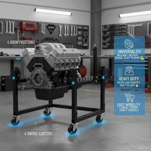 Motorstativ, Robust Stål, 340 kg Lastkapacitet, VIT