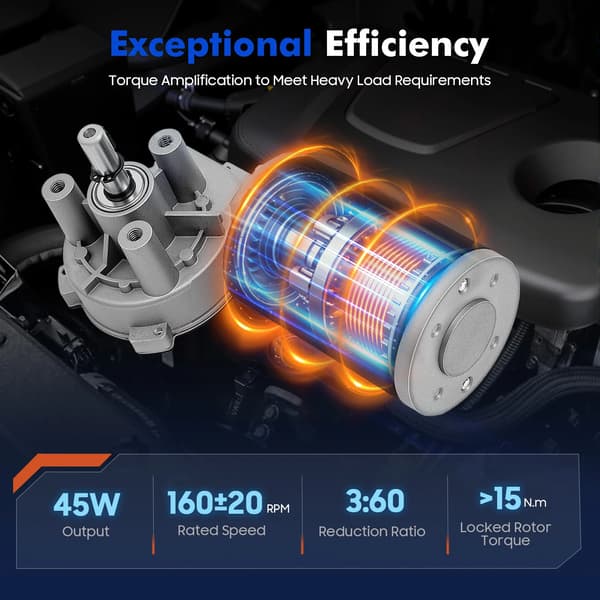Ormegear Motor, Høj Moment, Lav Støj,sort