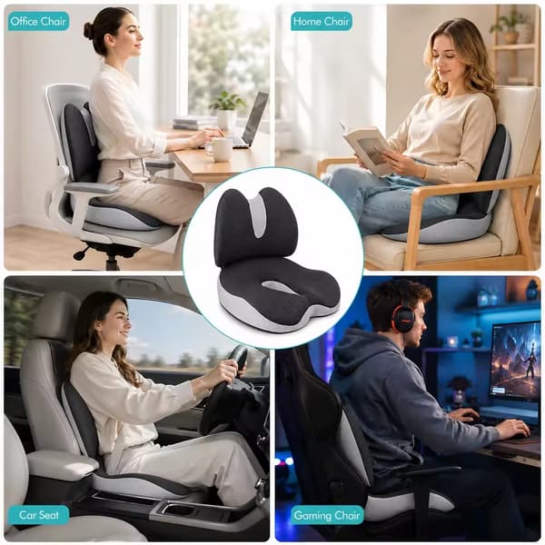 Sæde pude til kontorstol, ergonomisk design, stressaflastende støtte,sort