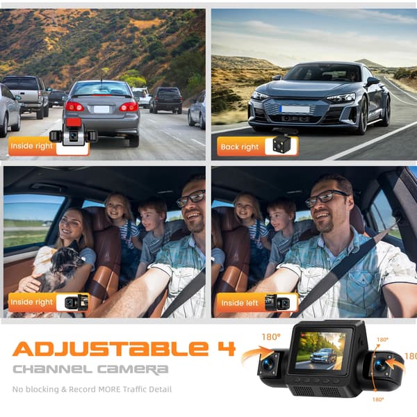Dash Cam, 4 Linser, Nattesyn,Bil Dash Cam