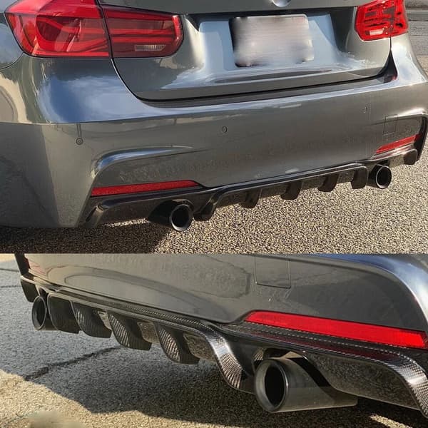 Bageste kofanger diffuser, ABS plast, M Performance stil,Kulfiberlook
