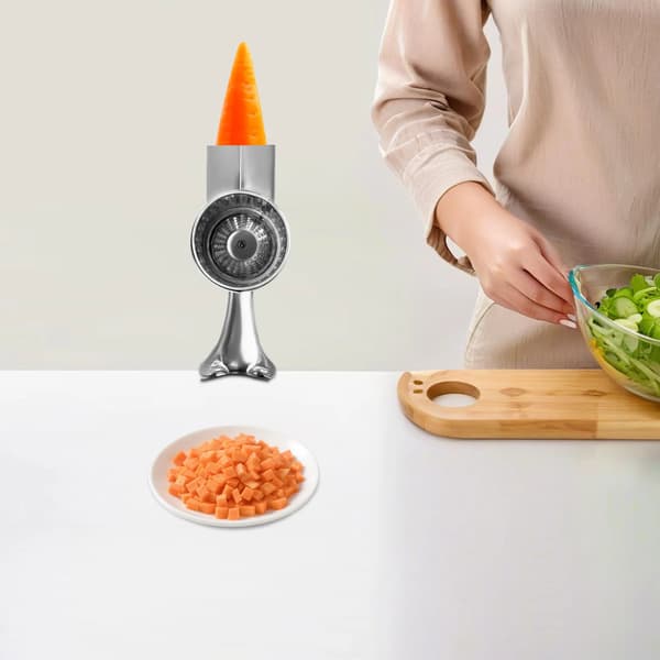 Grøntsagsslicer, Rustfrit Stål, Rotationsrivjern,Sølv