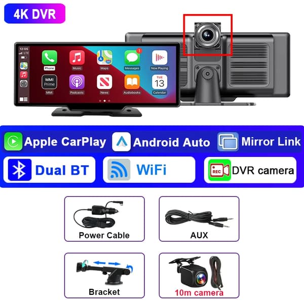 Bil DVR, 4K Frontkamera, Trådløs Forbindelse,4K DVR 10M AHD